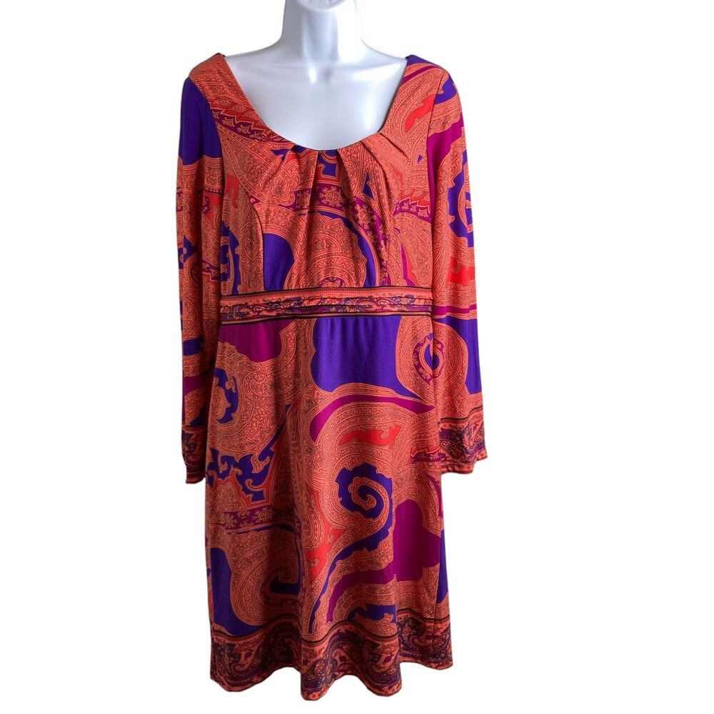 Vintage Oleg Cassini Women's Colorful Dress Size‎ 8 Boho 70’s Vibes Retro Chic